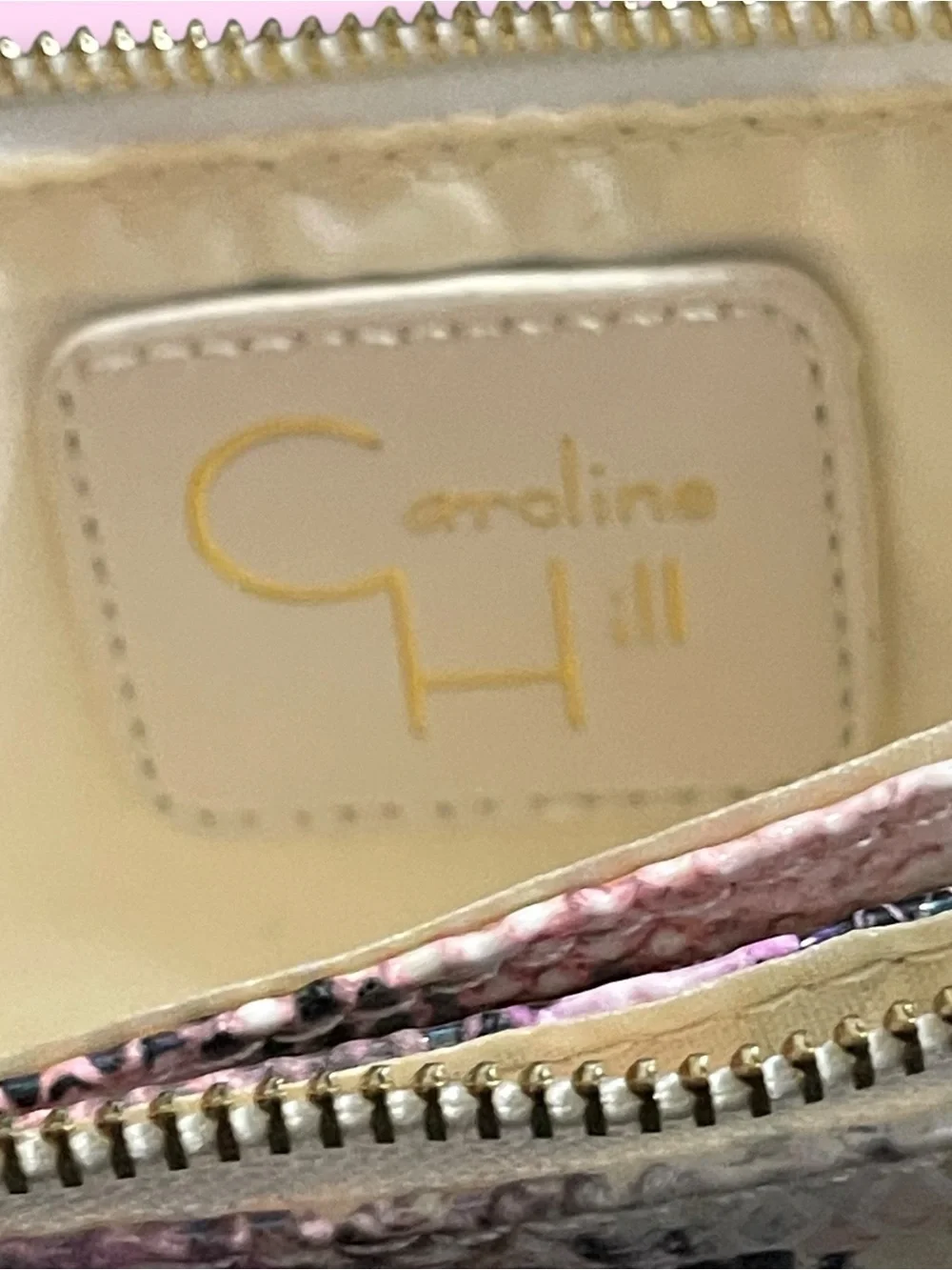 Caroline Hill Pink Holographic Snakeskin Wristlet Clutch Travel Wallet